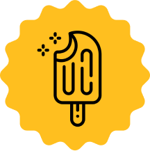 Icon of a bitten popsicle on a yellow background.